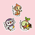 Piplup Turtwig Chimchar B-Side Label Japanese Stickers Waterproof