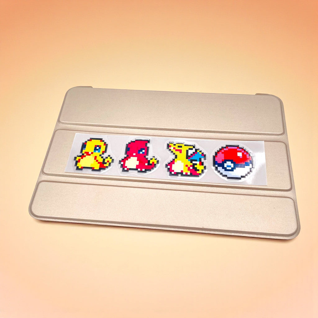 Pokemon Fire Starter 8Bit Evolution Vinyl Sticker on iPad tablet