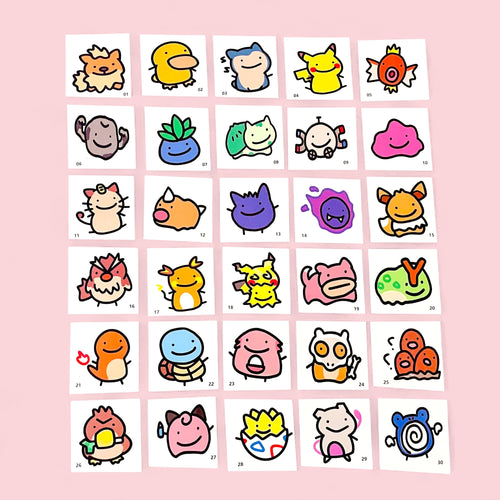 Pokemon Party Favors Temporary Tattoos Funny Chibi Art
