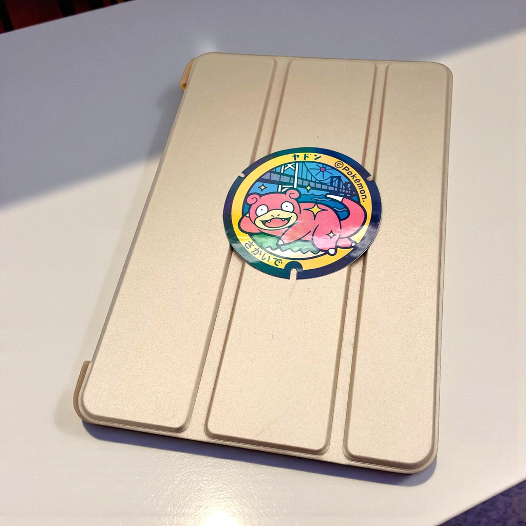 Slowpoke Poke-Lid Holographic Sticker Sakaide Japan on iPad Tablet