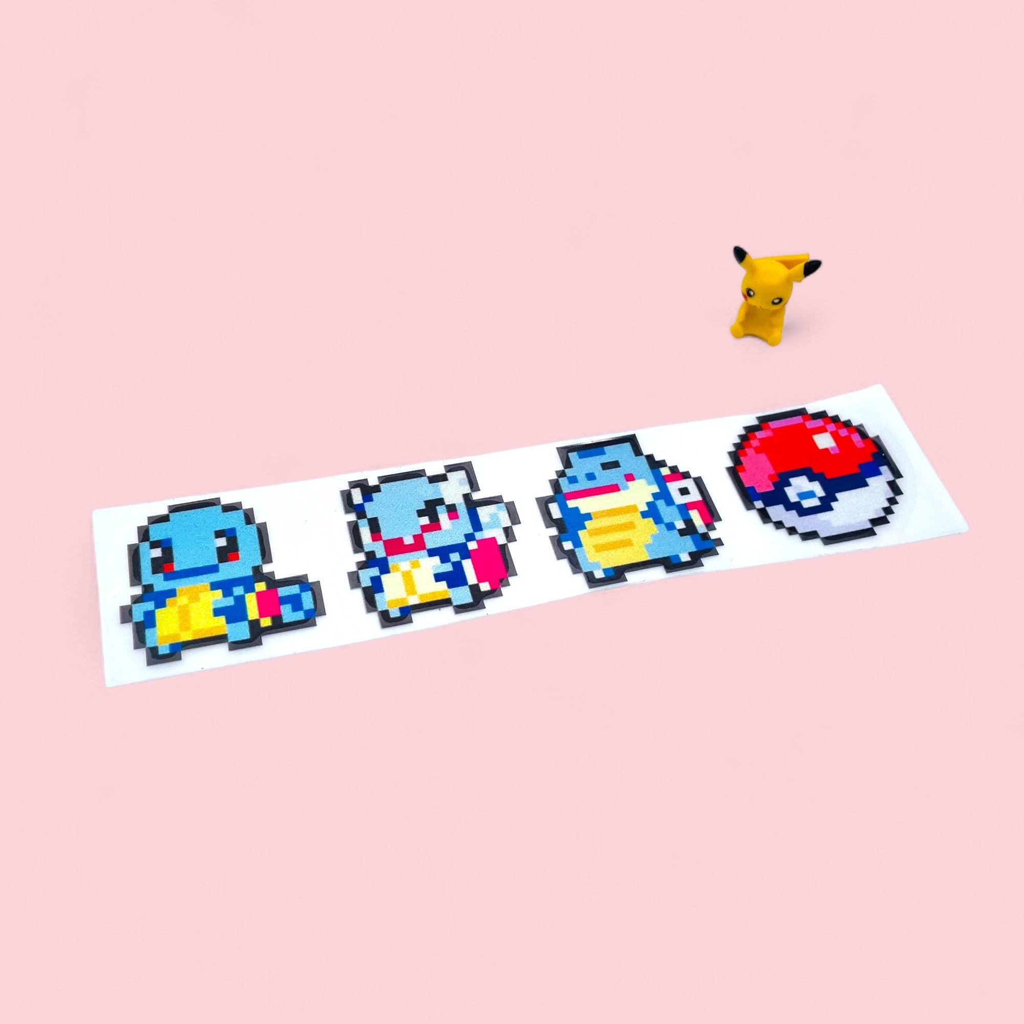 Squirtle Wartortle Blastoise Evolution 8Bit Pixel Vinyl Sticker Close Up