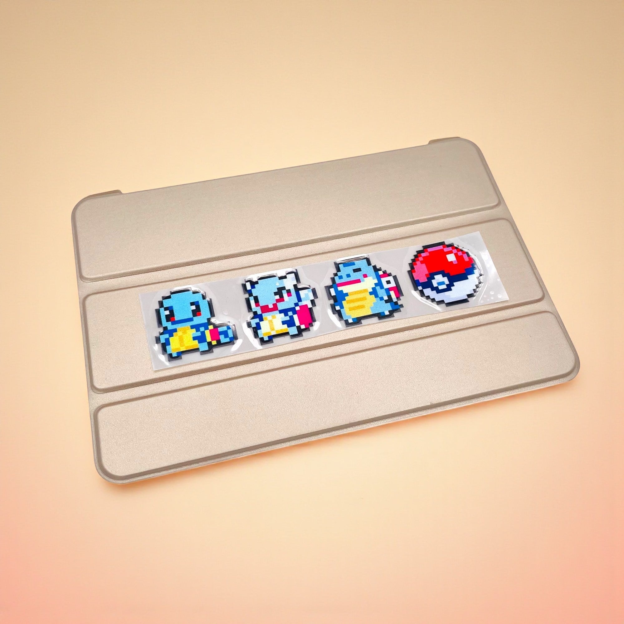 Squirtle Wartortle Blastoise Evolution 8Bit Pixel Vinyl Sticker on iPad