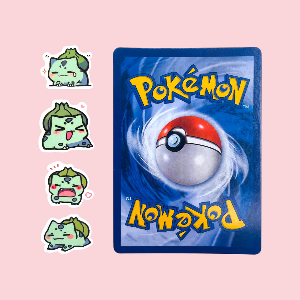 Tiny Bulbasaur mini stickers 2 to 2.5 cm shown for size comparison