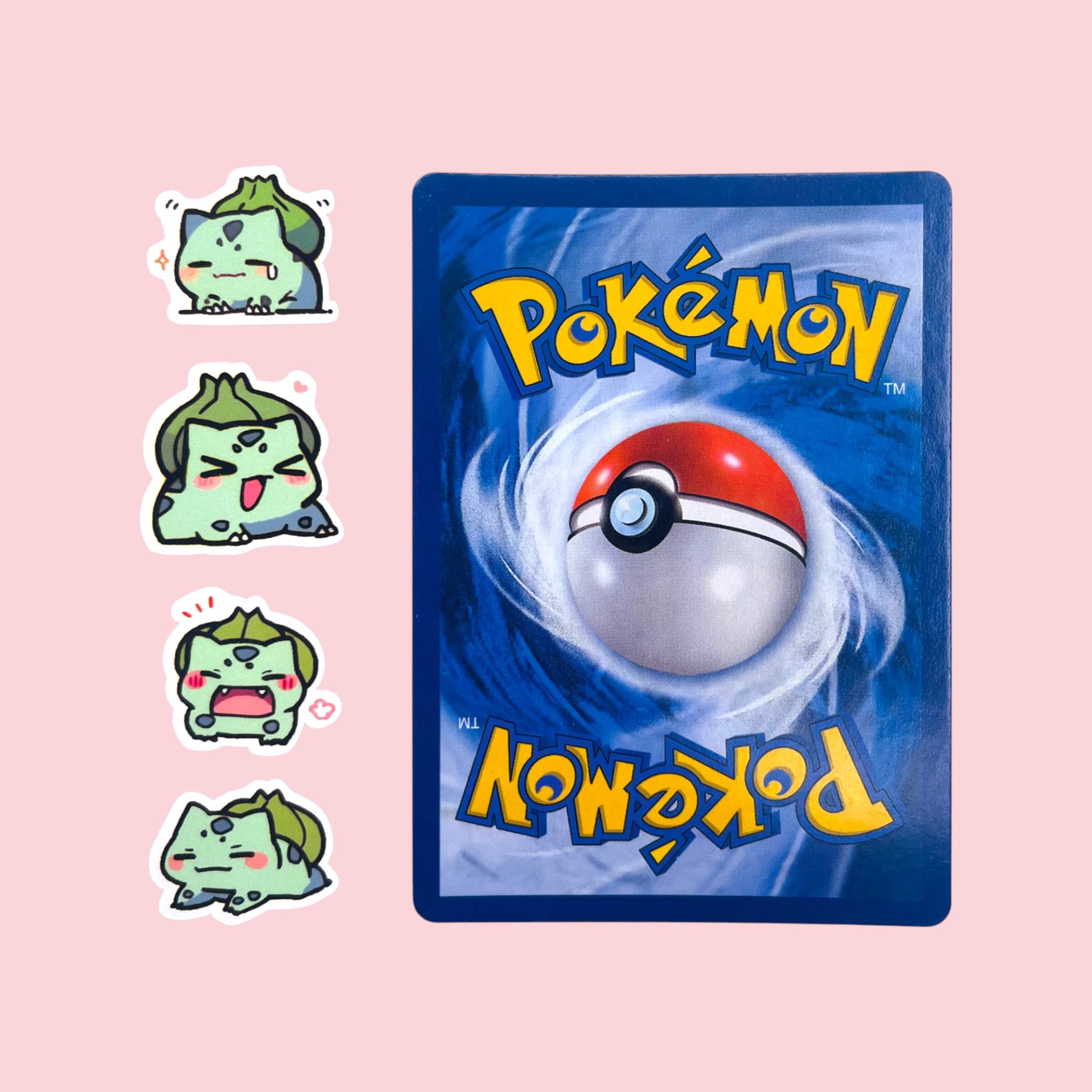 Tiny Bulbasaur mini stickers 2 to 2.5 cm shown for size comparison