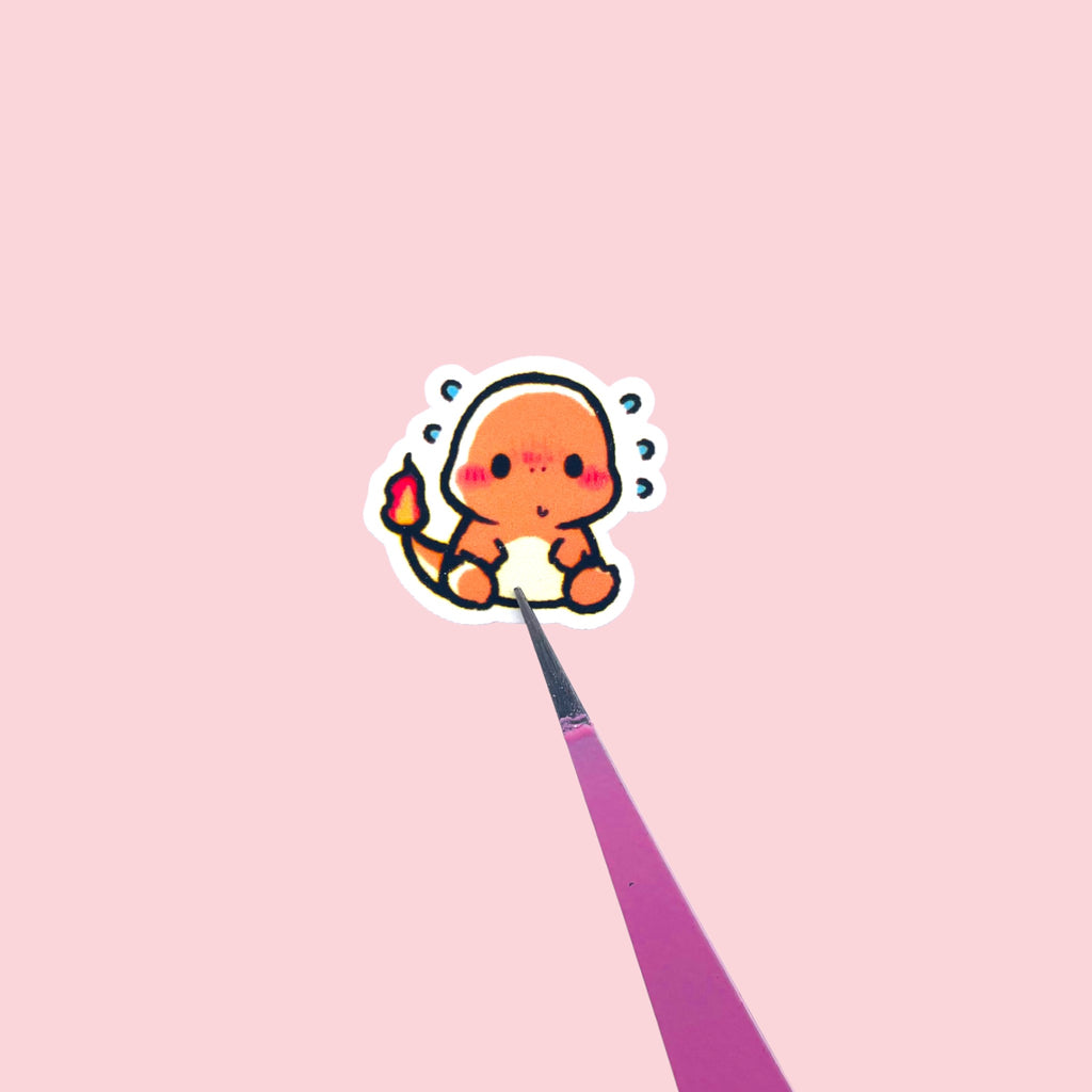 Close up of Charmander chibi mini stickers with expressive pastel moods