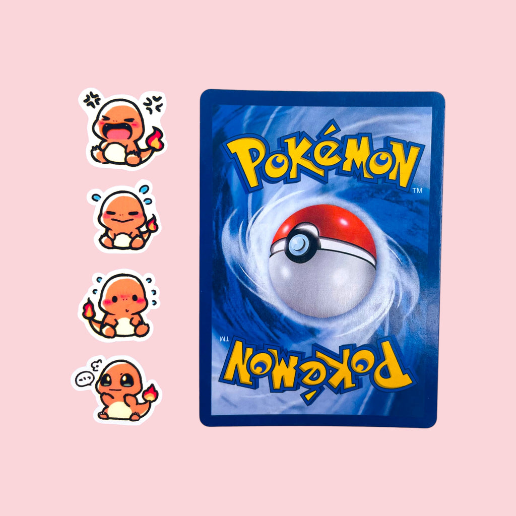 Tiny Charmander mini stickers 2 to 2.5 cm shown for size comparison
