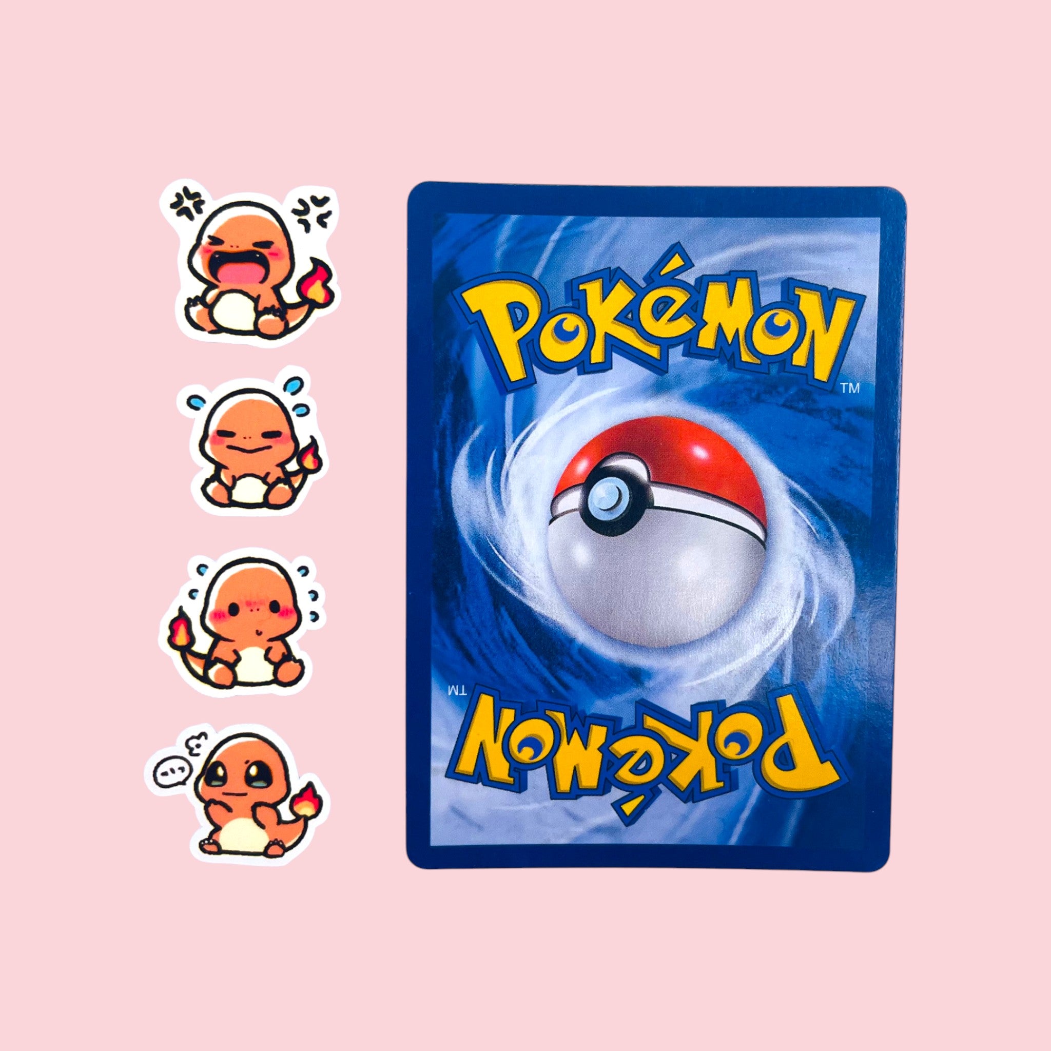 Tiny Charmander mini stickers 2 to 2.5 cm shown for size comparison