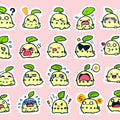 Chikorita mini sticker set with 20 kawaii chibi mood stickers for journals planners and toploaders