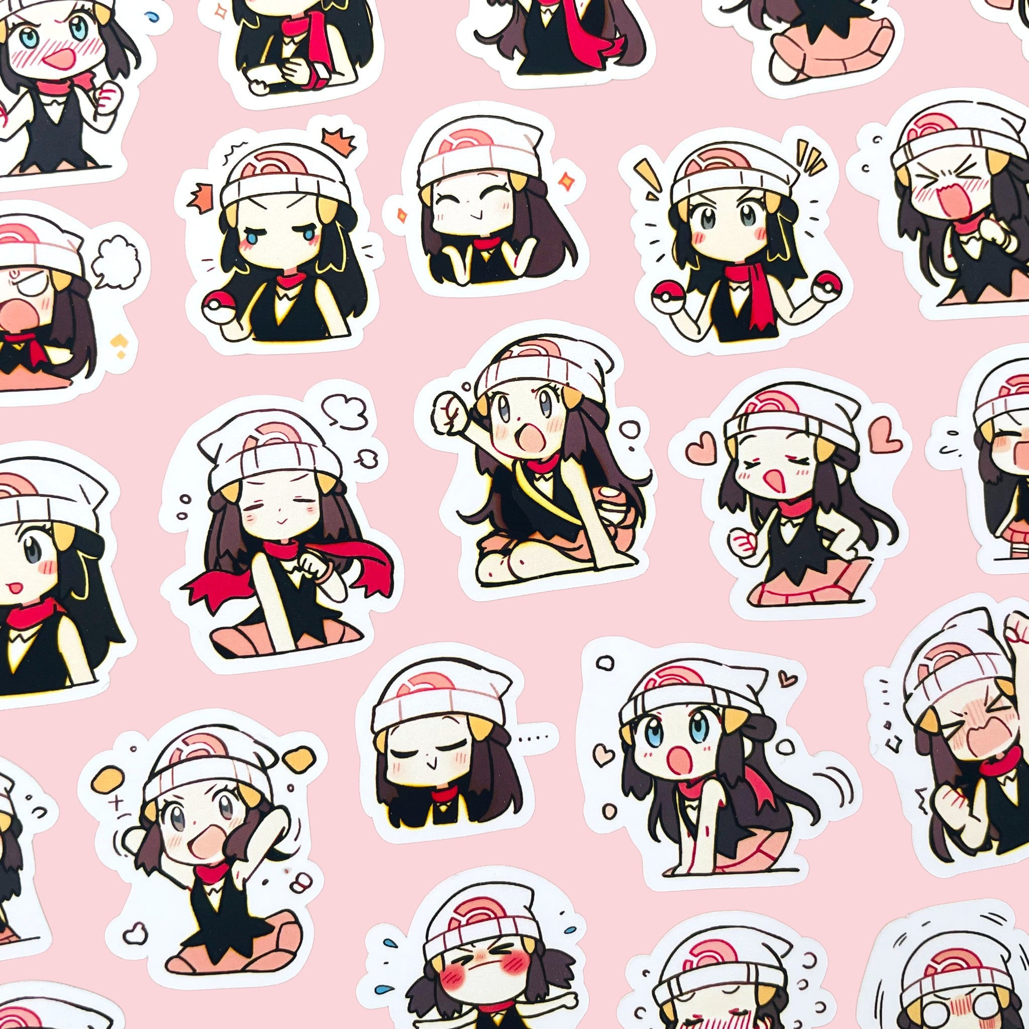Dawn chibi trainer sticker set with 40 kawaii mood stickers for journals planners and toploaders