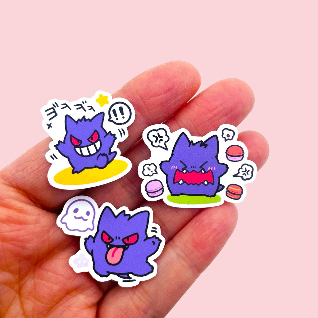 Gengar mini sticker set with 40 chibi mood stickers for journals planners and toploaders