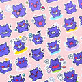 Gengar mini sticker set with 40 chibi mood stickers for journals planners and toploaders