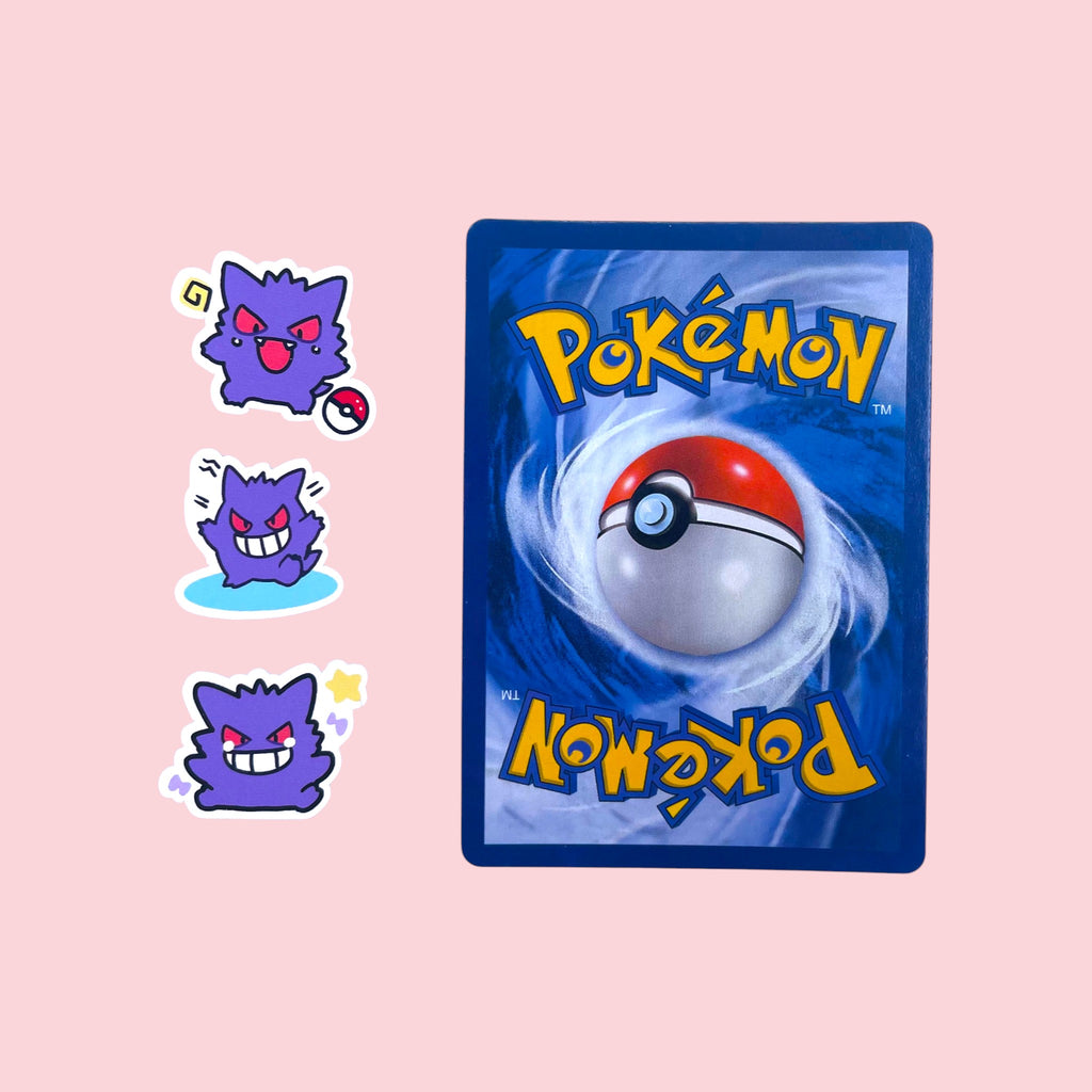 Tiny Gengar mini stickers 2 to 2.5 cm shown for size comparison