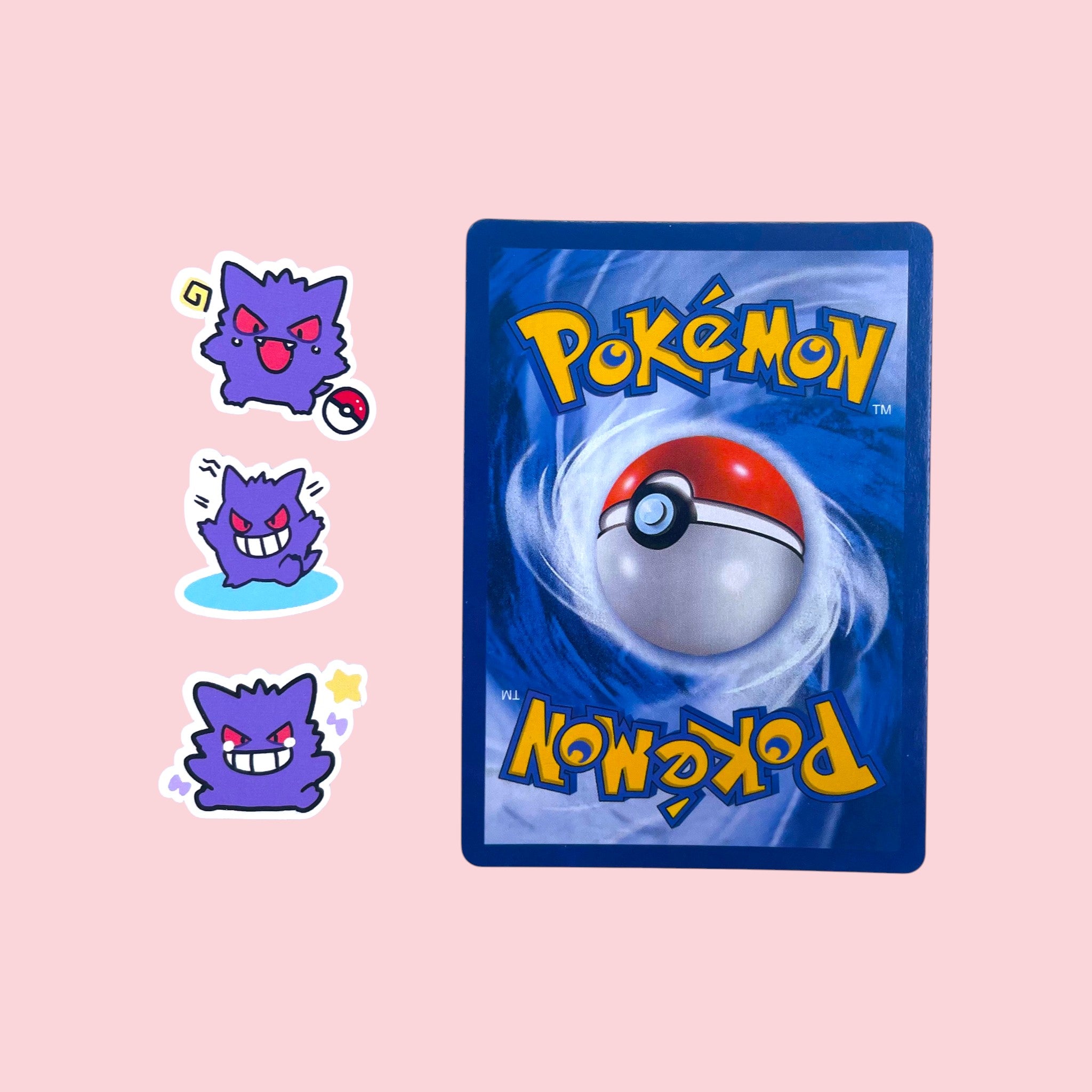 Tiny Gengar mini stickers 2 to 2.5 cm shown for size comparison