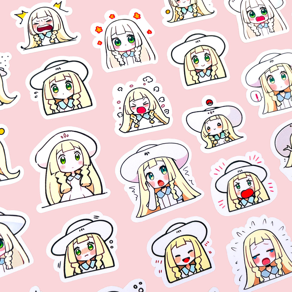 Lillie chibi trainer sticker set with 40 kawaii mood stickers for journals planners and toploaders