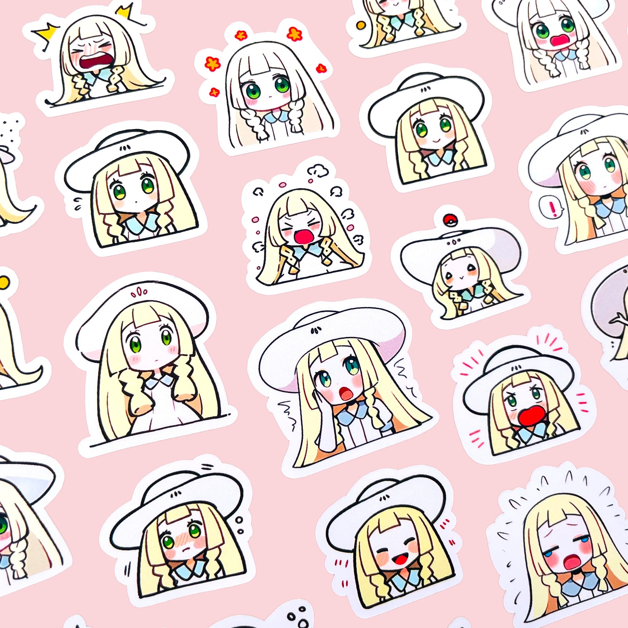 Lillie chibi trainer sticker set with 40 kawaii mood stickers for journals planners and toploaders