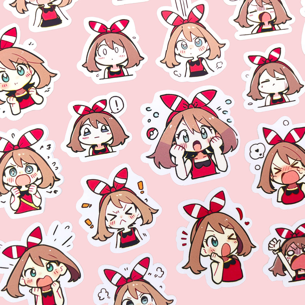 May chibi trainer sticker set with 40 kawaii mood stickers for journals planners and toploaders