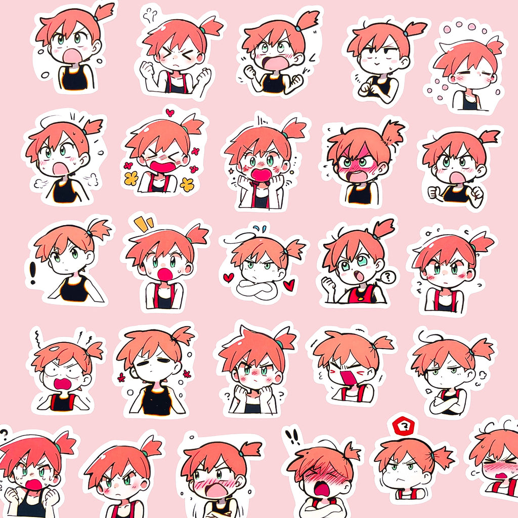 Misty chibi trainer stickers 2.5 to 3 cm shown for size comparison