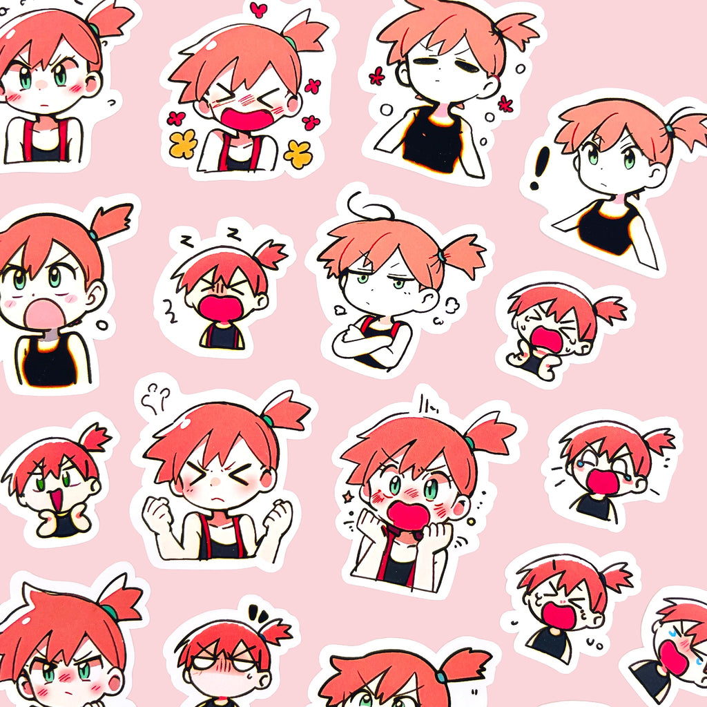 Misty chibi trainer sticker set with 40 kawaii mood stickers for journals planners and toploaders