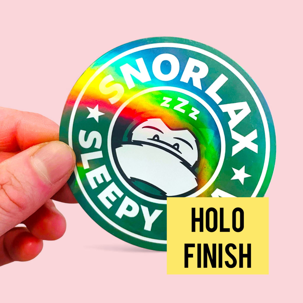 Large Snorlax Sleepy Cafe Holographic Sticker