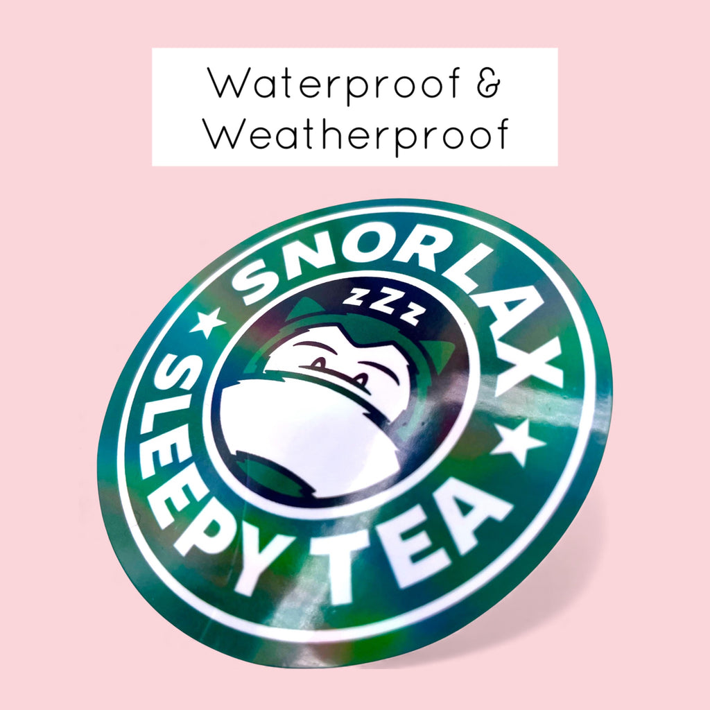Large Snorlax Sleepy Cafe Holographic Sticker