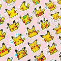 50 Pikachu chibi mini mood stickers arranged in a cute kawaii collection