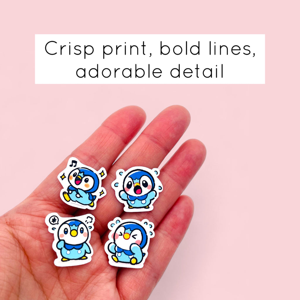 Piplup mini sticker set with 50 kawaii chibi mood stickers for journals planners and toploaders