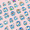 Piplup mini sticker set with 50 kawaii chibi mood stickers for journals planners and toploaders