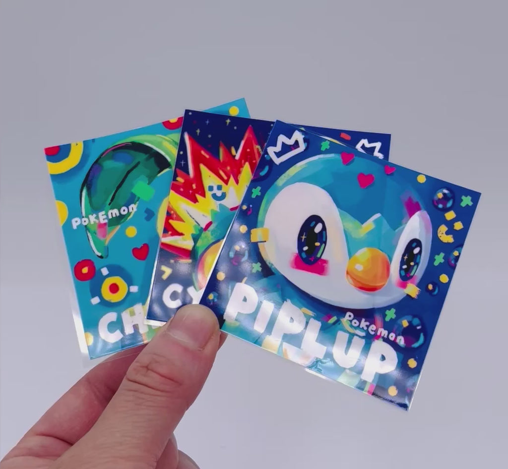 Piplup, Cyndaquil & Chikorita Stickers • Kawaii Vinyl Decals