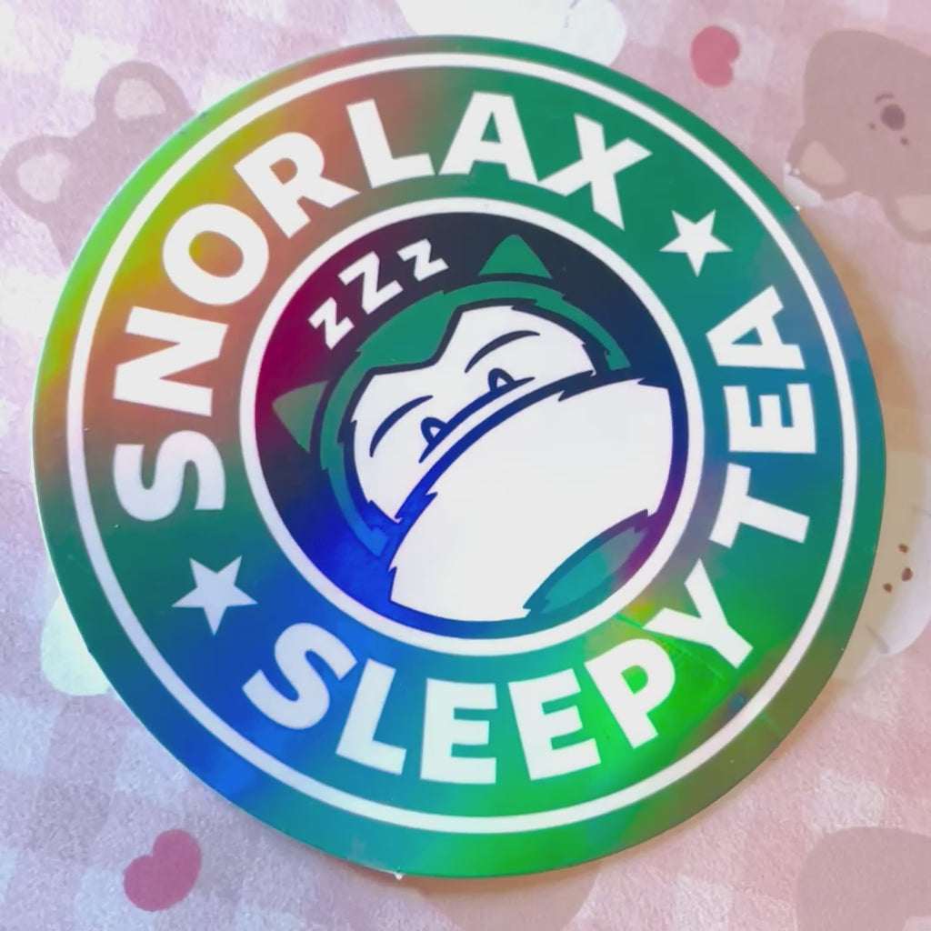 Large Snorlax Sleepy Cafe Holographic Sticker