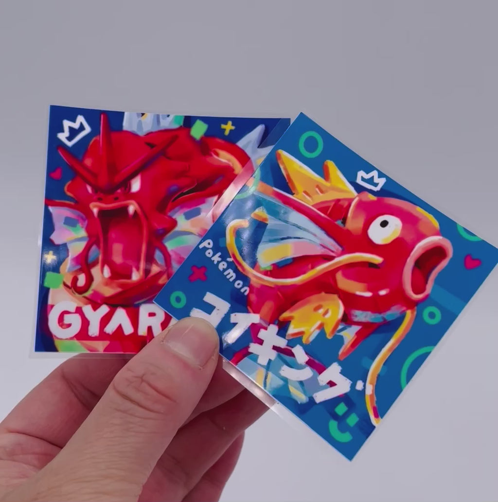 Magikarp & Red Gyarados Stickers • Kawaii Vinyl Decals