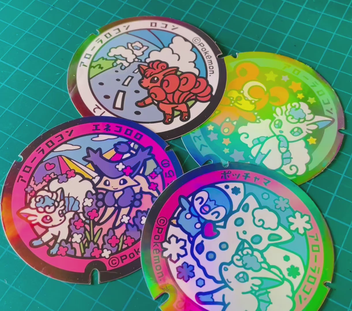 Alolan Vulpix Pokelid Japan Holographic Stickers Kawaii Decals
