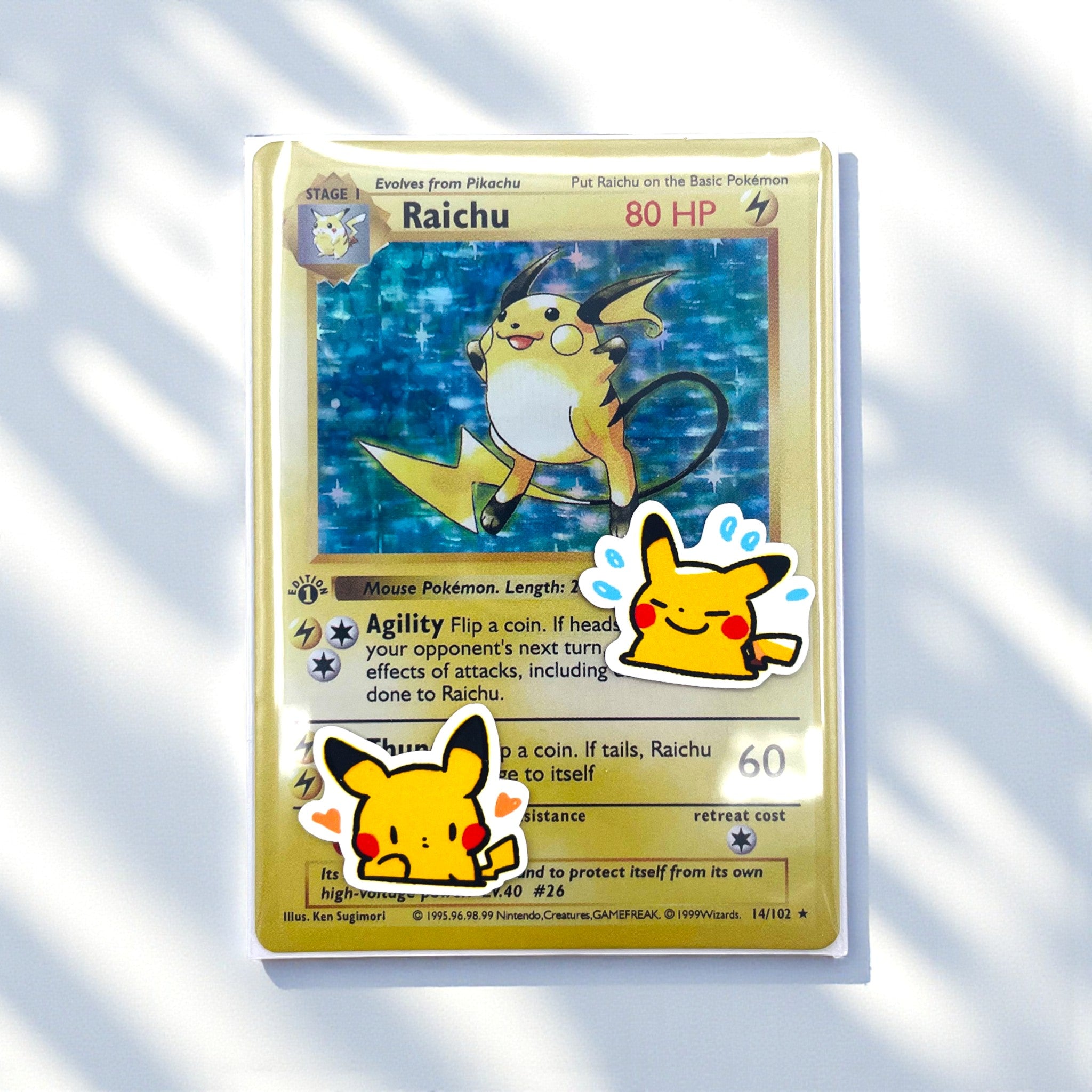 Pikachu mini stickers used to decorate a photocard toploader