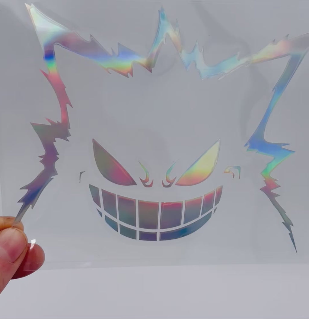 Holographic Gengar Vinyl Sticker Large Car Decal in Motion