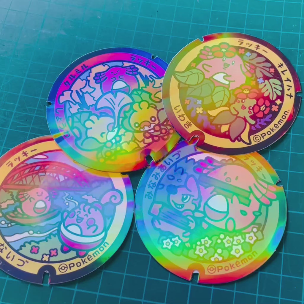 Chansey Pokelid Japan Holographic Stickers Gamer Collectible