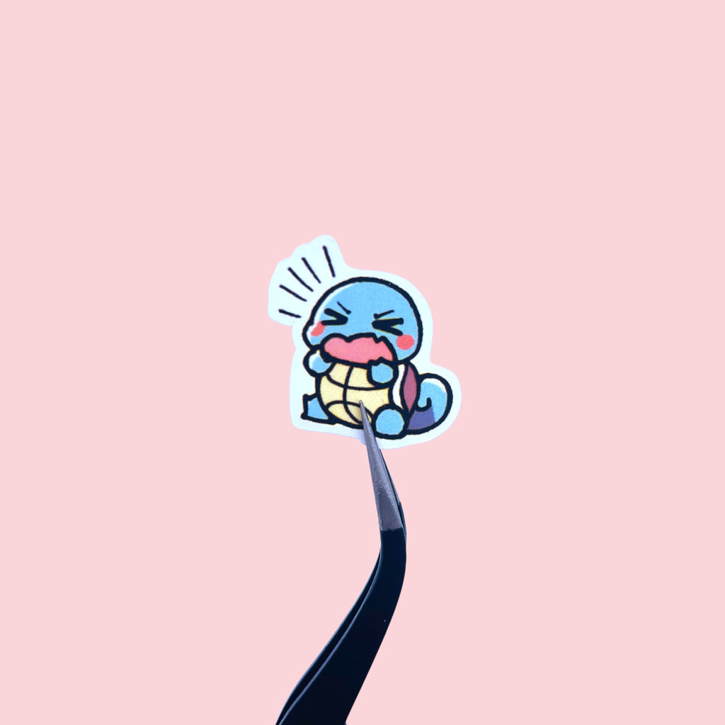 Close up of Squirtle chibi mini stickers with expressive pastel moods